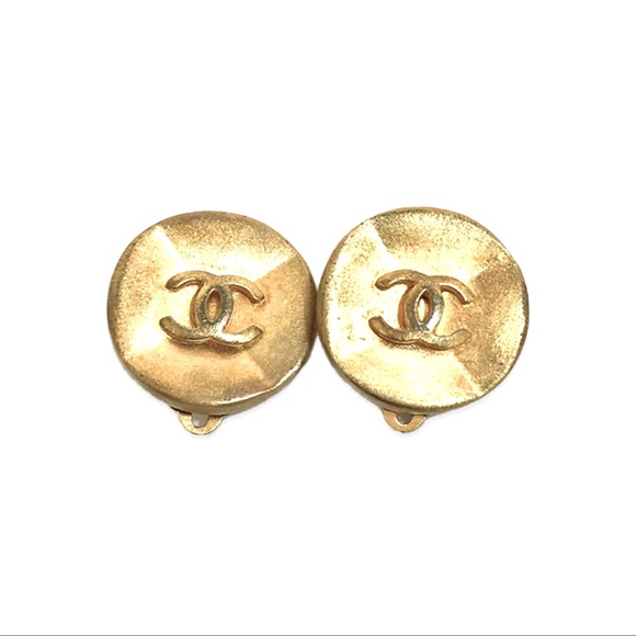 AUTH Chanel RARE Vintage Earrings Gold - Picture 1 of 5